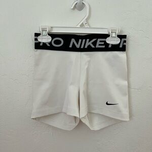 Nike White and Black Pro Dri-FIT Athletic Shorts